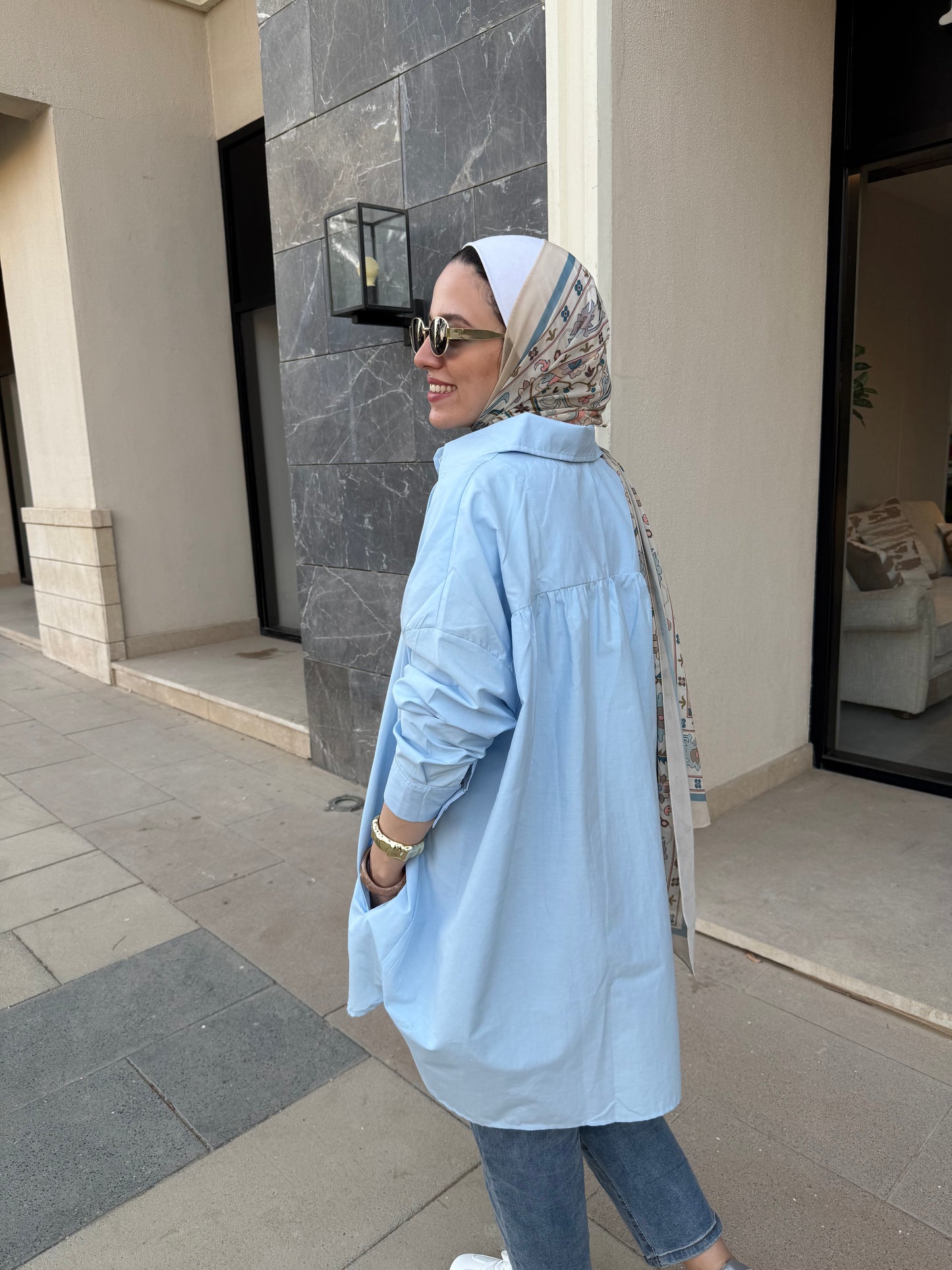 Oversized Poplin Shirt-Baby Blue