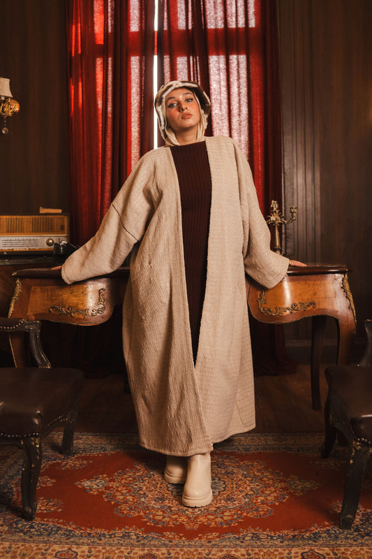 Free Spirit Oversized Cardigan- Beige