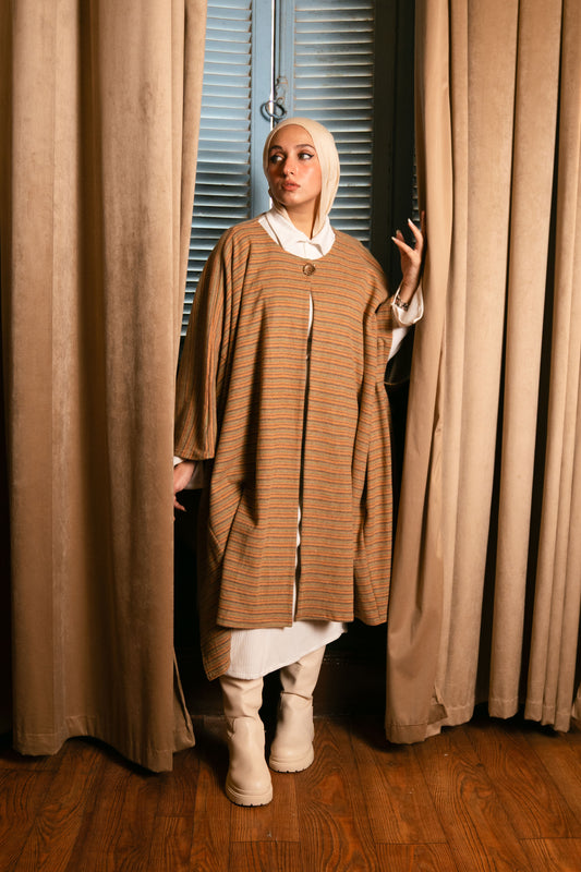 Cozy Charm Striped Poncho