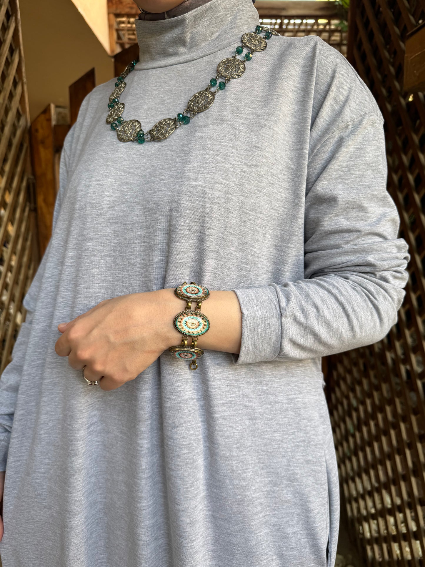 Basic High Neck Long Dress-Gray