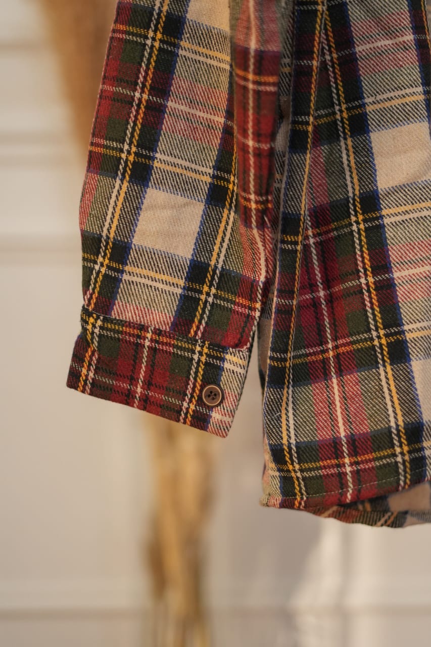 Plaid Mohair Shirt- Burgandy