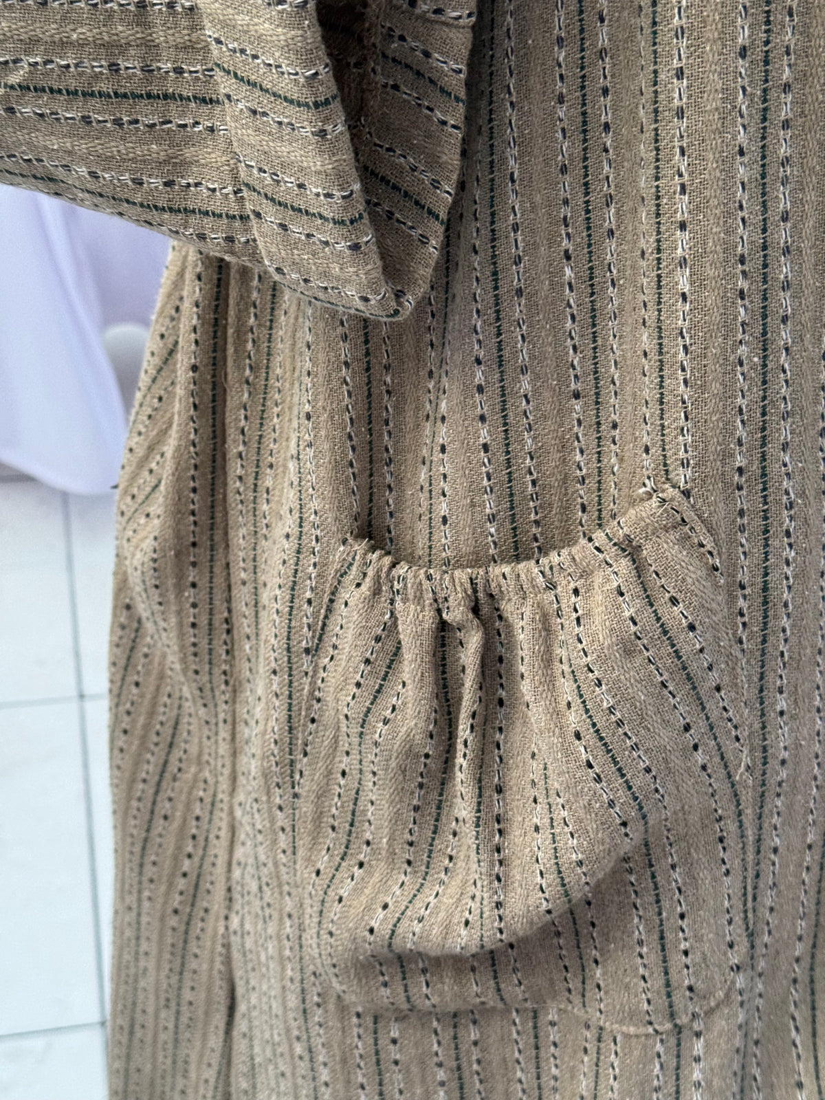 Olive Green Striped Cardigan