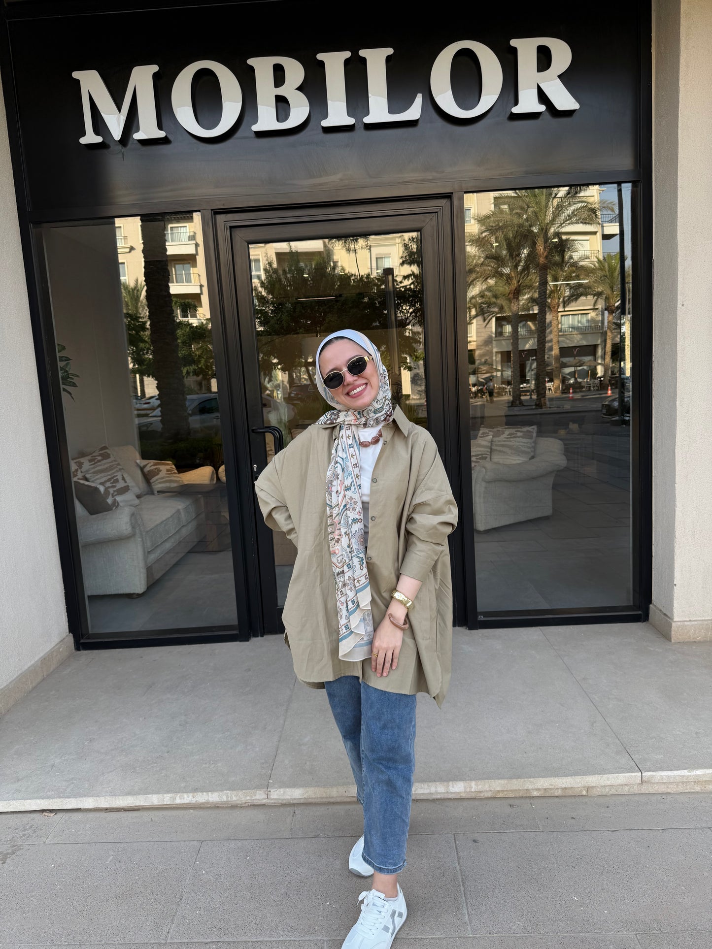 Oversized Poplin Shirt Khaki Green