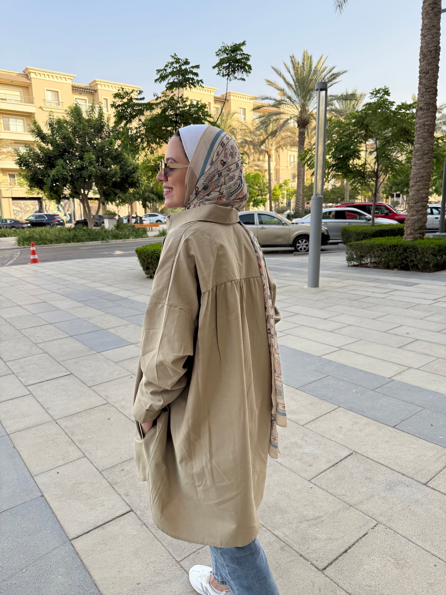 Oversized Poplin Shirt Khaki Green