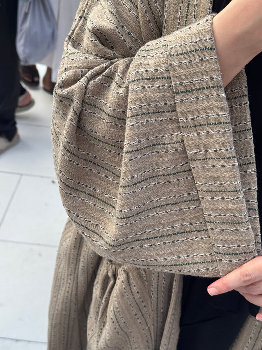 Olive Green Striped Cardigan
