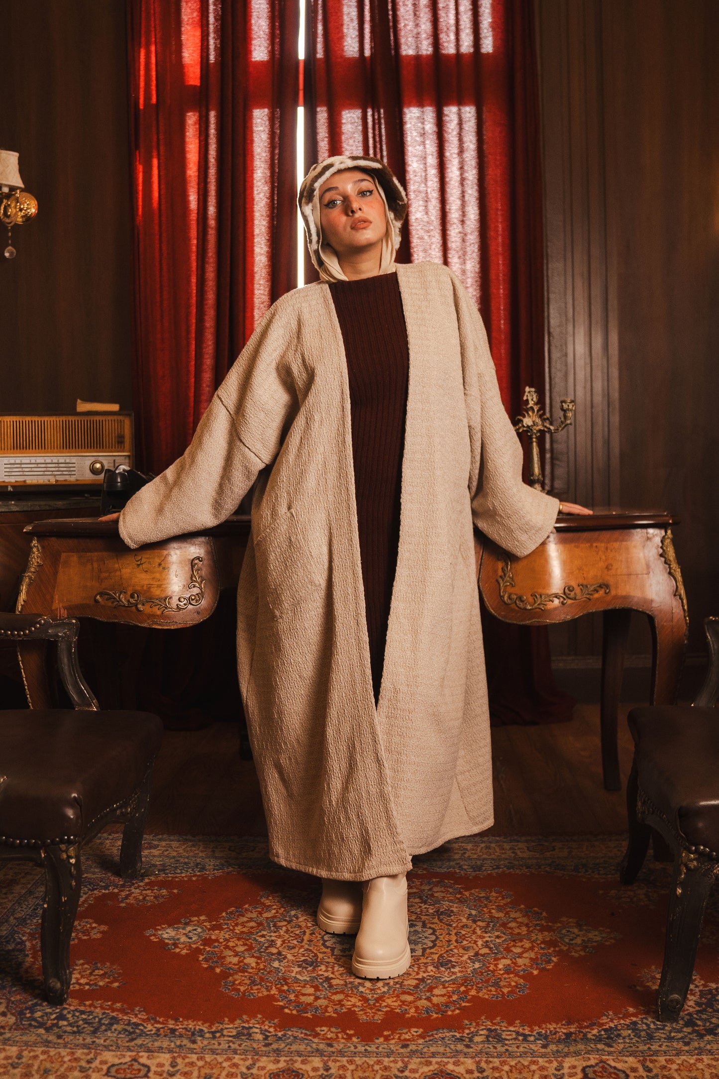 Free Spirit Oversized Cardigan- Beige