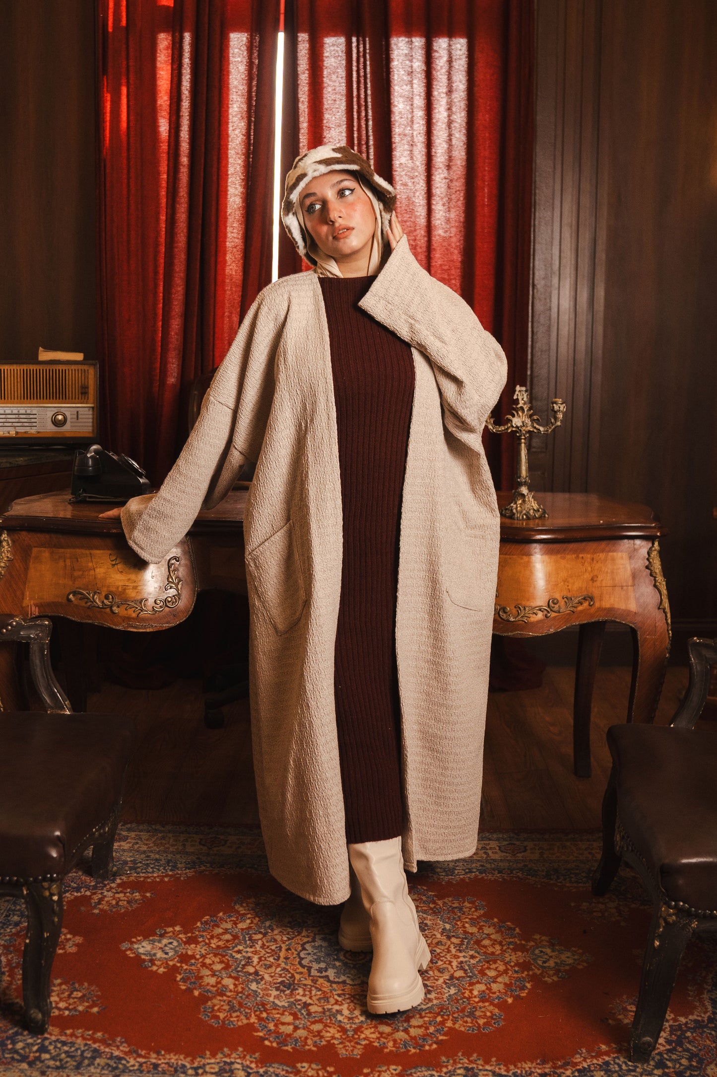Free Spirit Oversized Cardigan- Beige