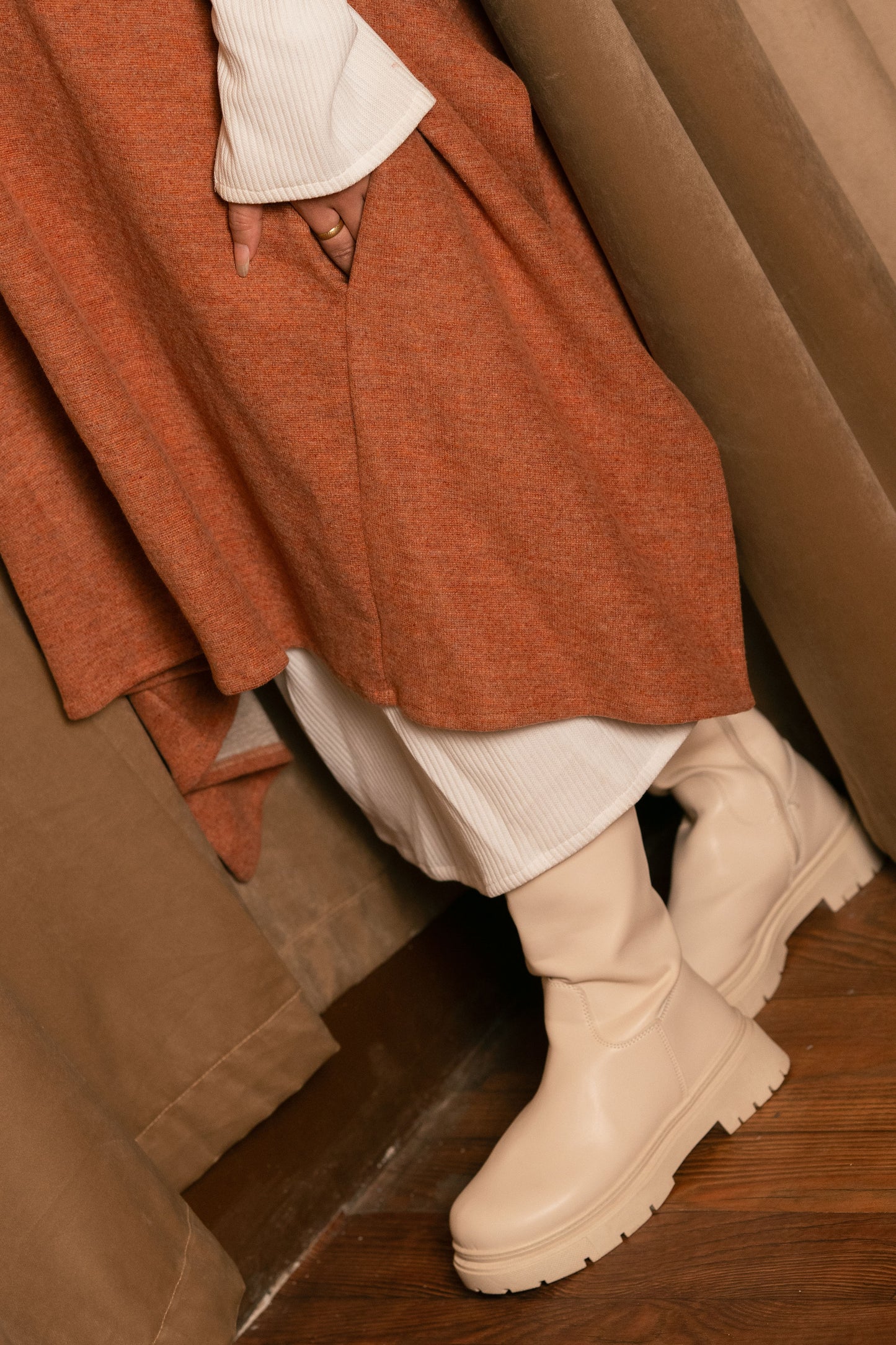 Cozy Charm Poncho- Orange