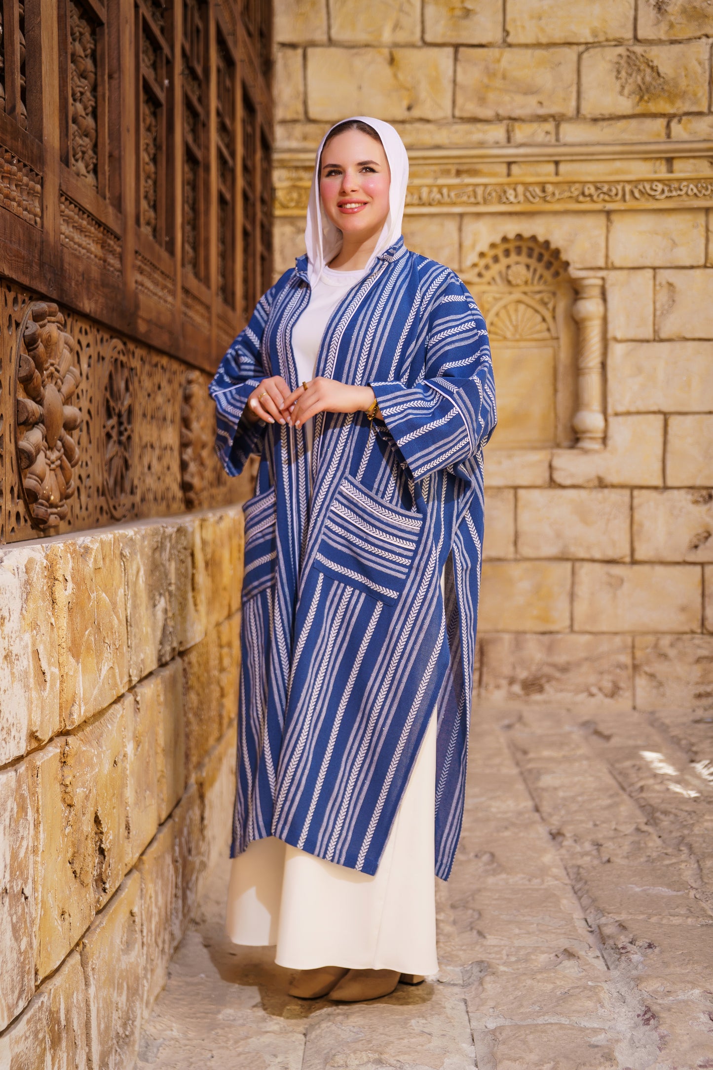 Desert Striped Kaftan-Blue