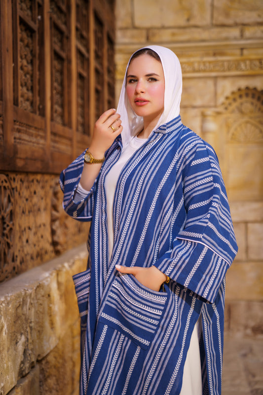 Desert Striped Kaftan-Blue