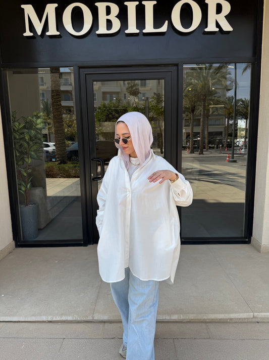 Oversized Poplin Shirt- Off White