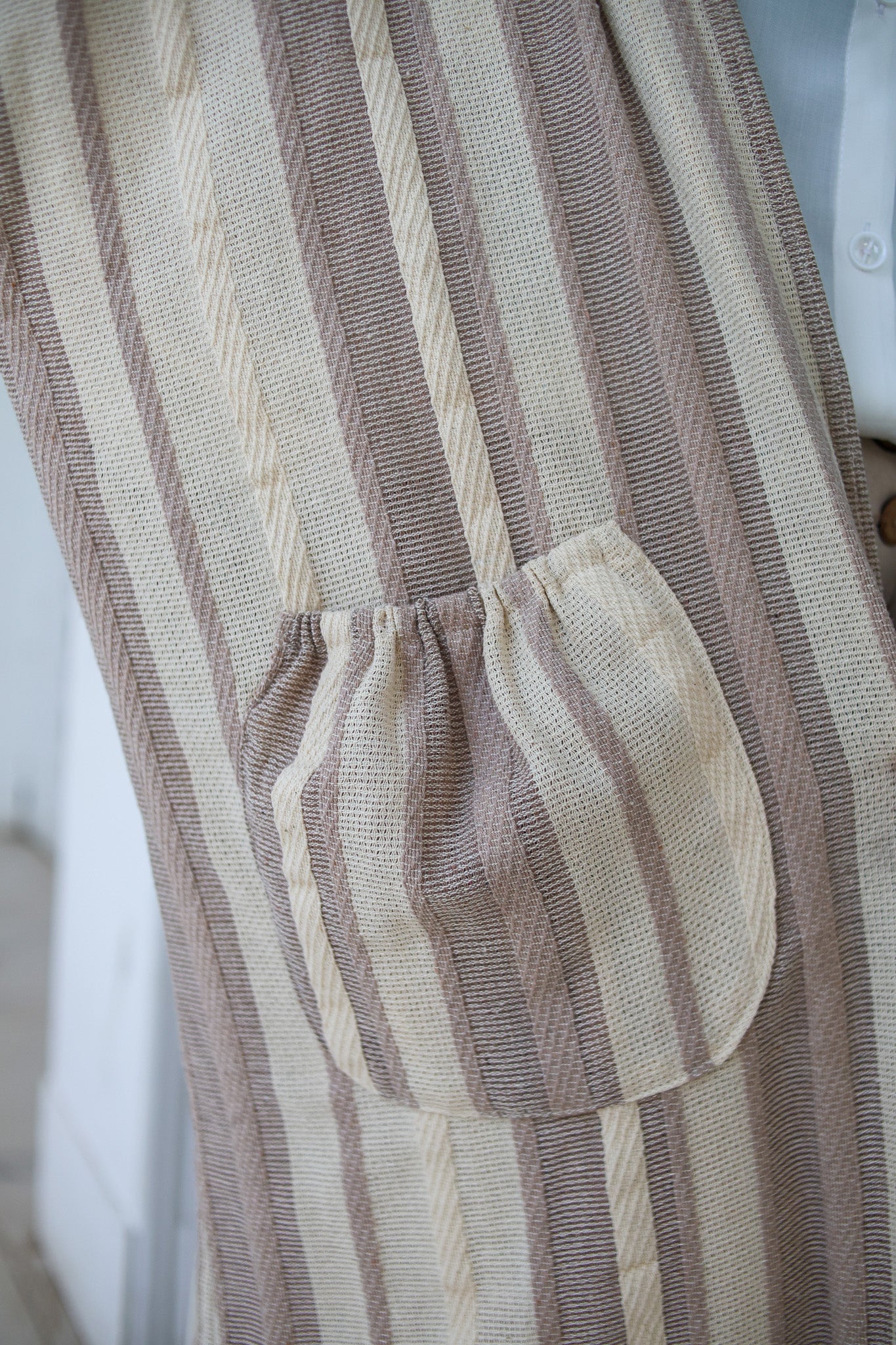 Linen Striped Cardigan- Coffee