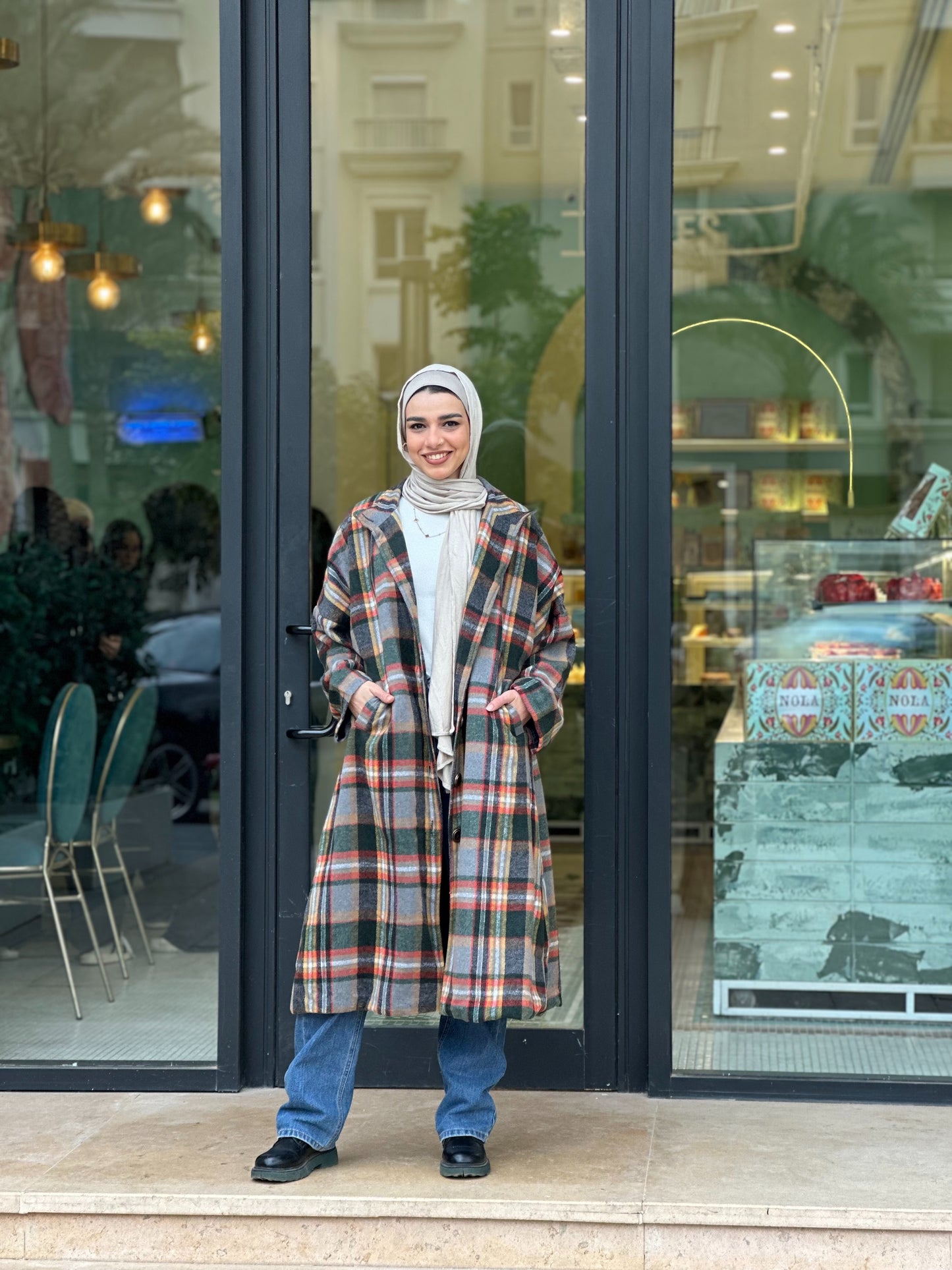 Vintage Vibes Checkered Coat- Green