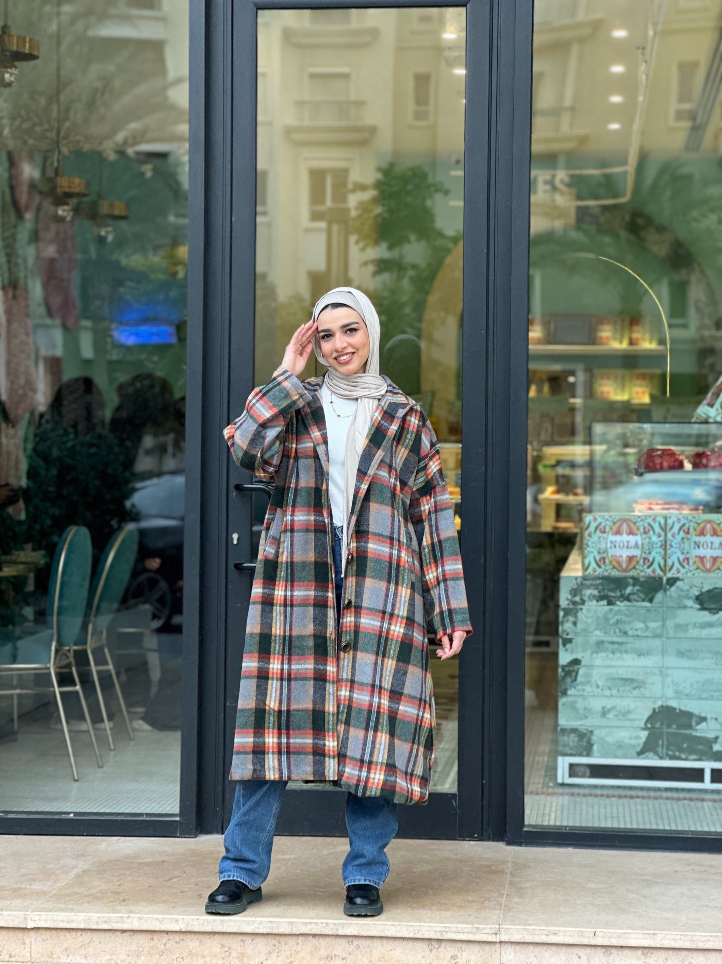 Vintage Vibes Checkered Coat- Green
