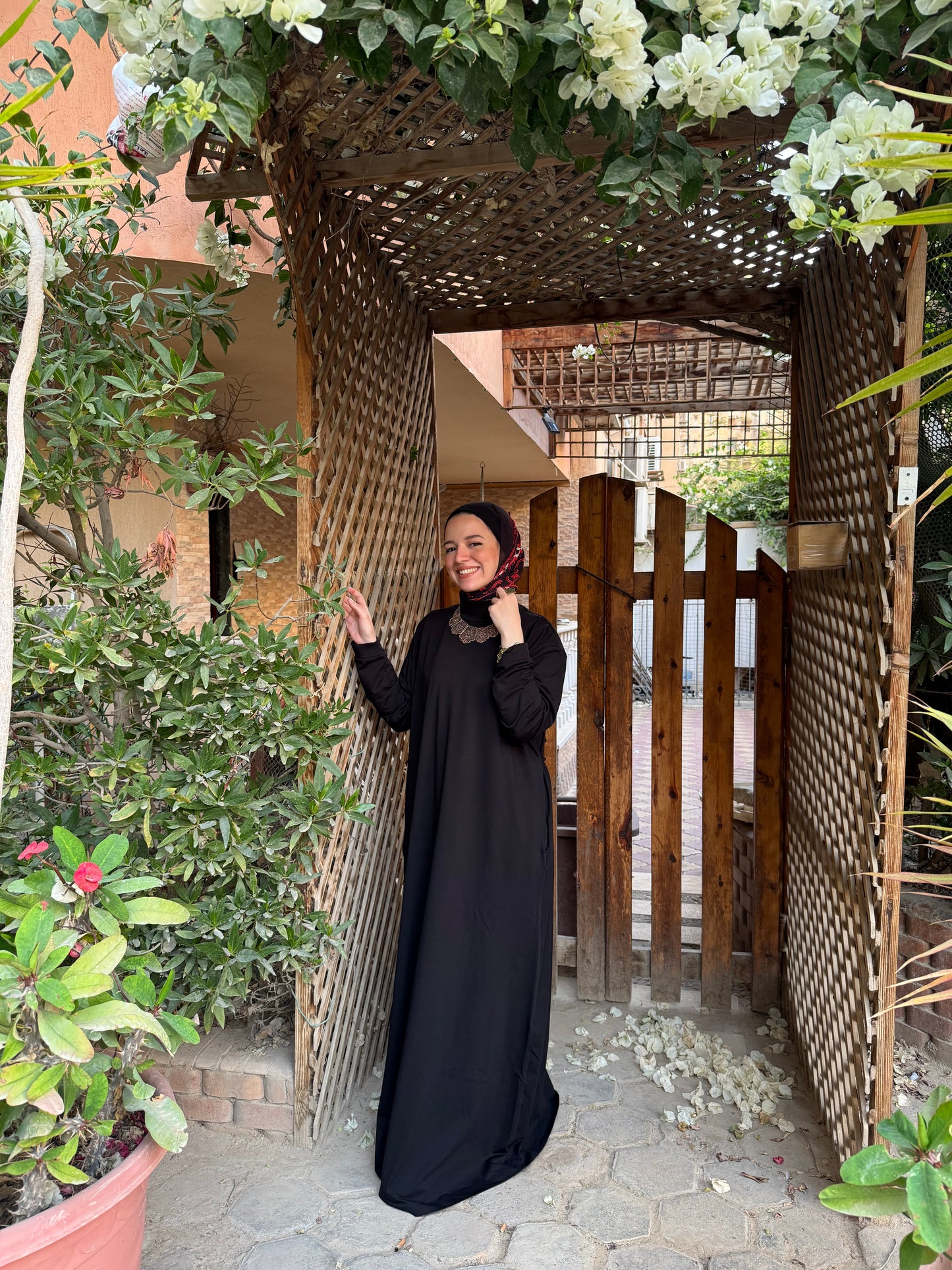 Basic High Neck Long Dress-Black