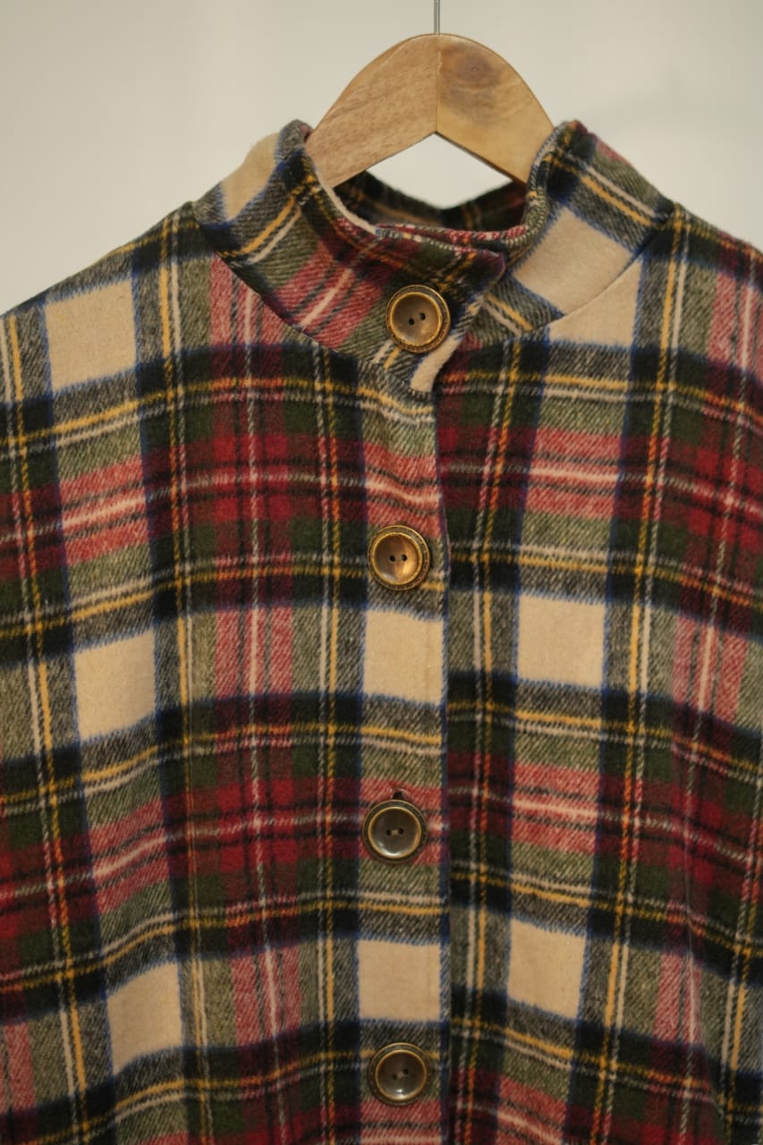 Vintage Vibes Checkered Coat- Burgandy
