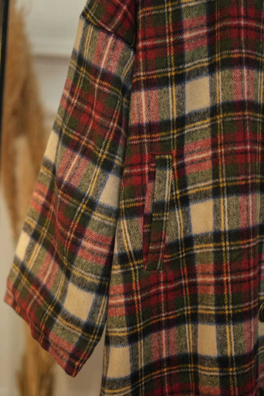 Vintage Vibes Checkered Coat- Burgandy