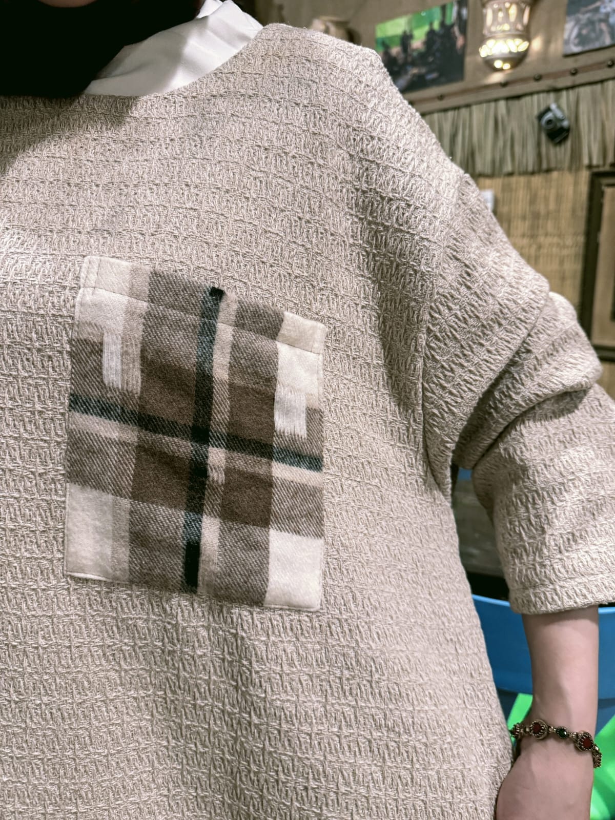 Beige Plaid Elegance Dress