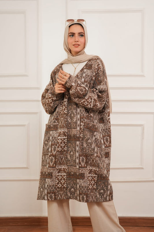 Oversized Wool  Dress- Brown