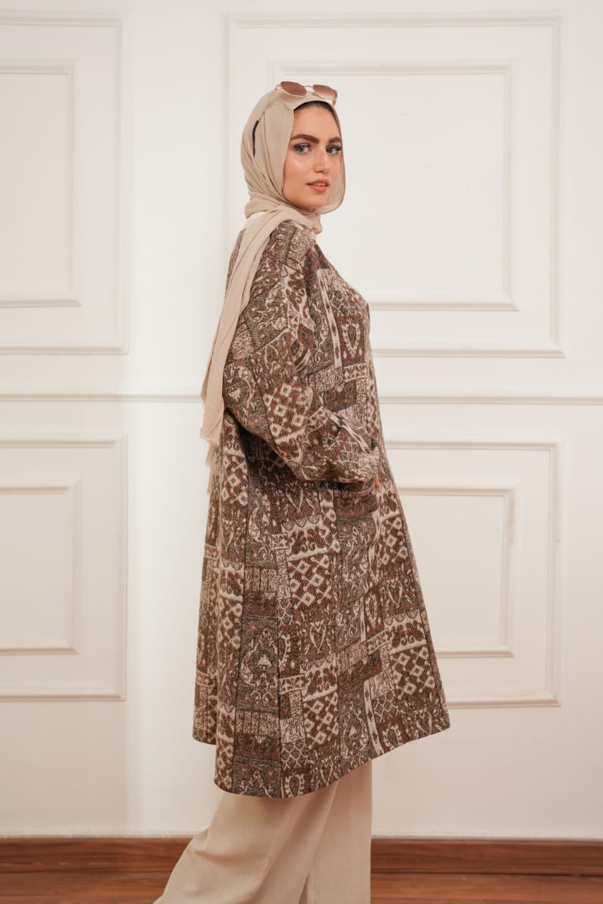 Oversized Wool  Dress- Brown