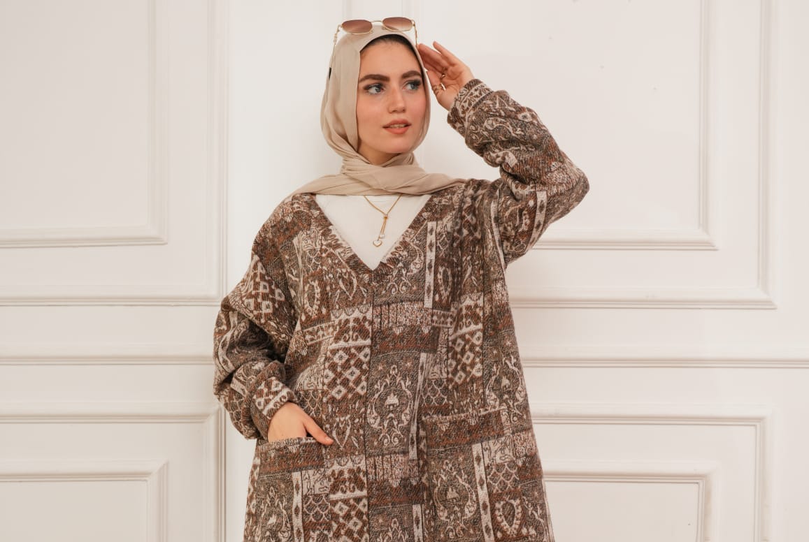 Oversized Wool  Dress- Brown