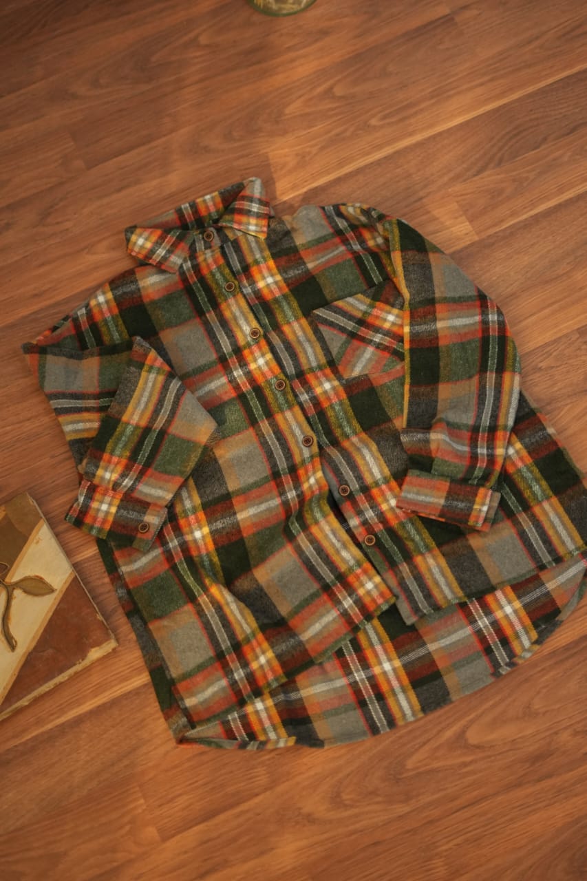 Plaid Mohair Shirt- Green