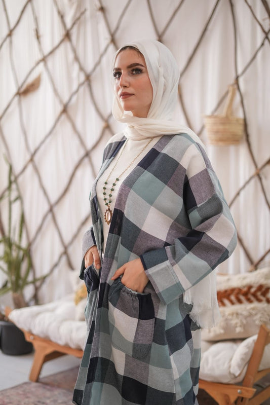 Oversized Plaid Cardigan