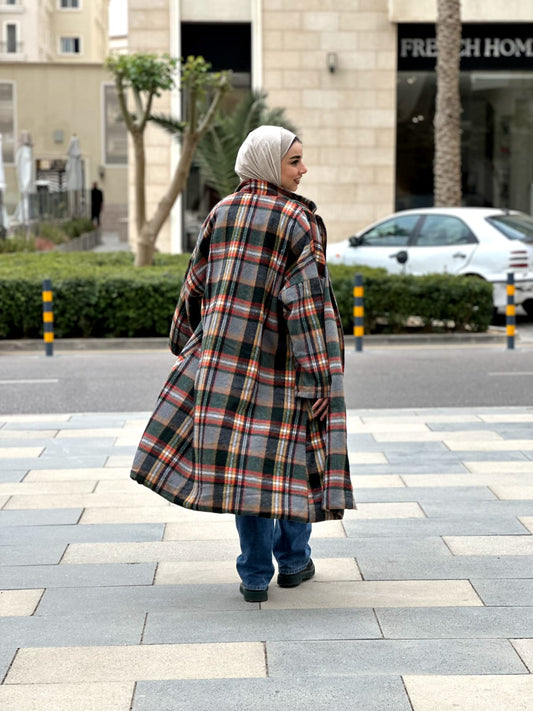 Vintage Vibes Checkered Coat- Green