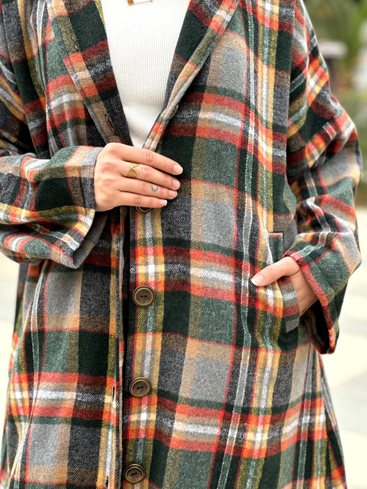 Vintage Vibes Checkered Coat- Green