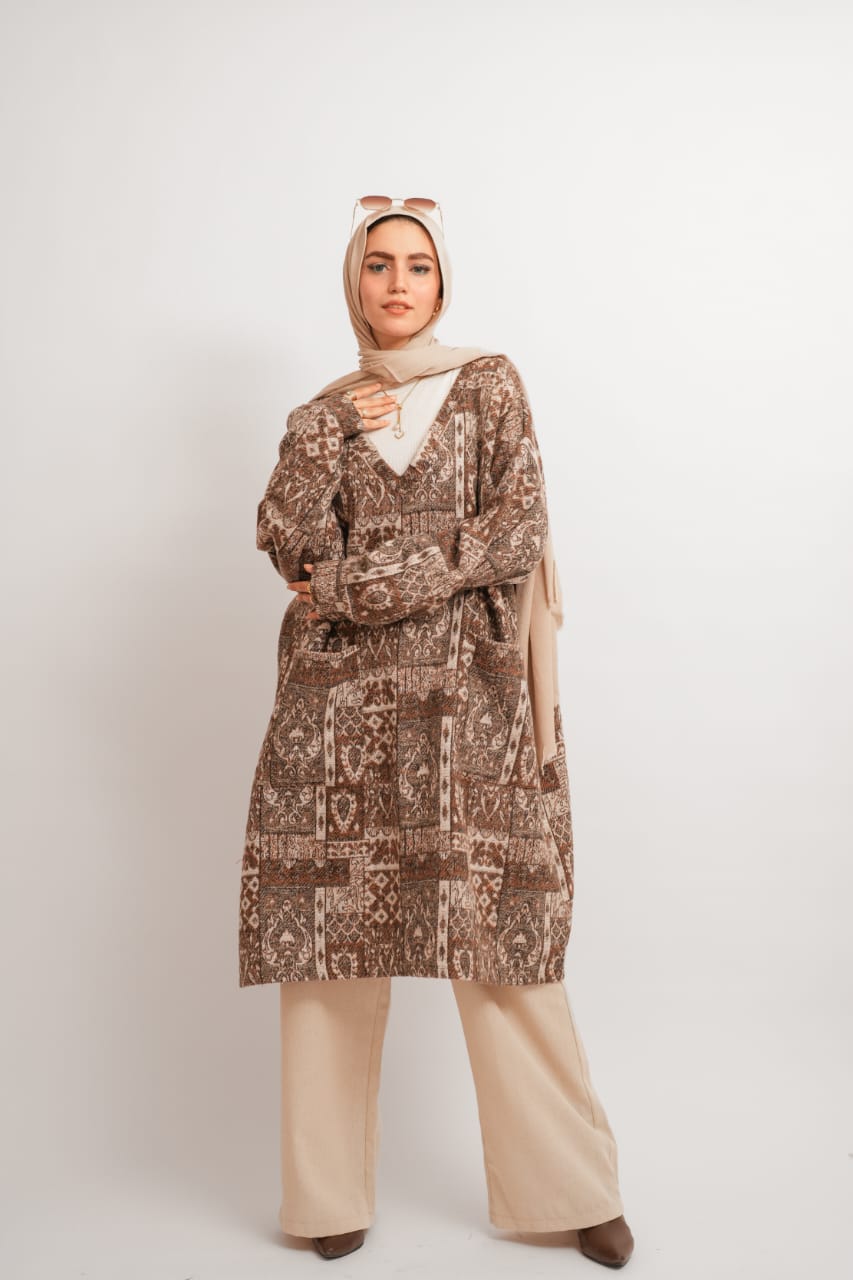 Oversized Wool  Dress- Brown